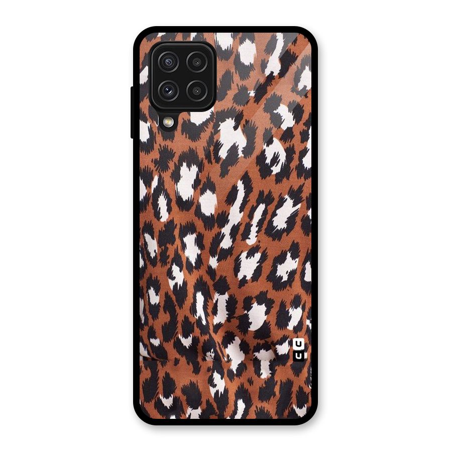 Leapord Design Glass Back Case for Galaxy A22 4G