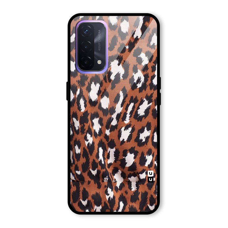 Leapord Design Glass Back Case for Oppo A74 5G