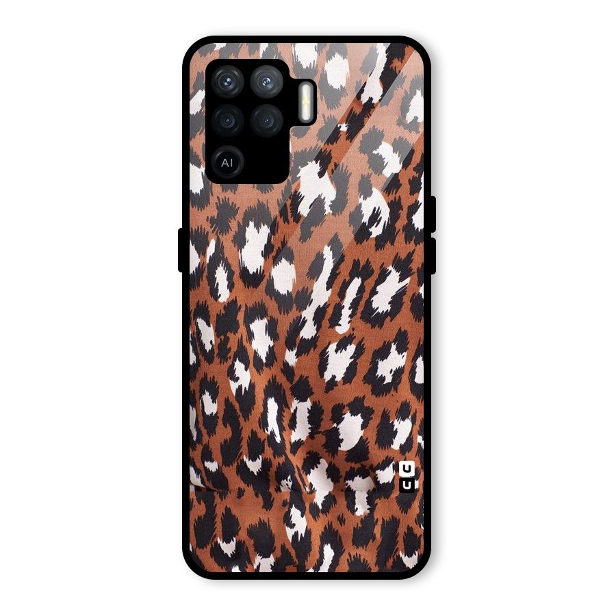 Leapord Design Glass Back Case for Oppo F19 Pro