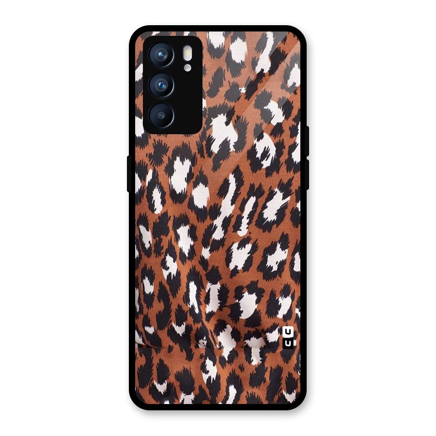 Leapord Design Glass Back Case for Oppo Reno6 5G