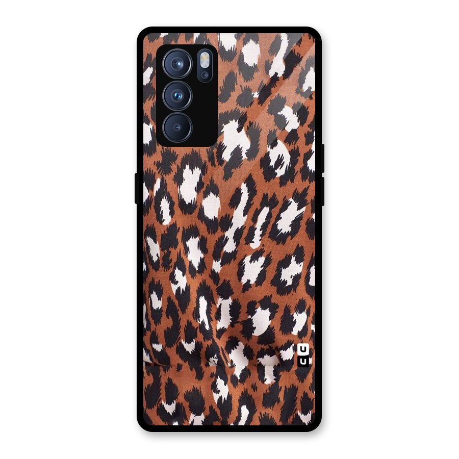 Leapord Design Glass Back Case for Oppo Reno6 Pro 5G