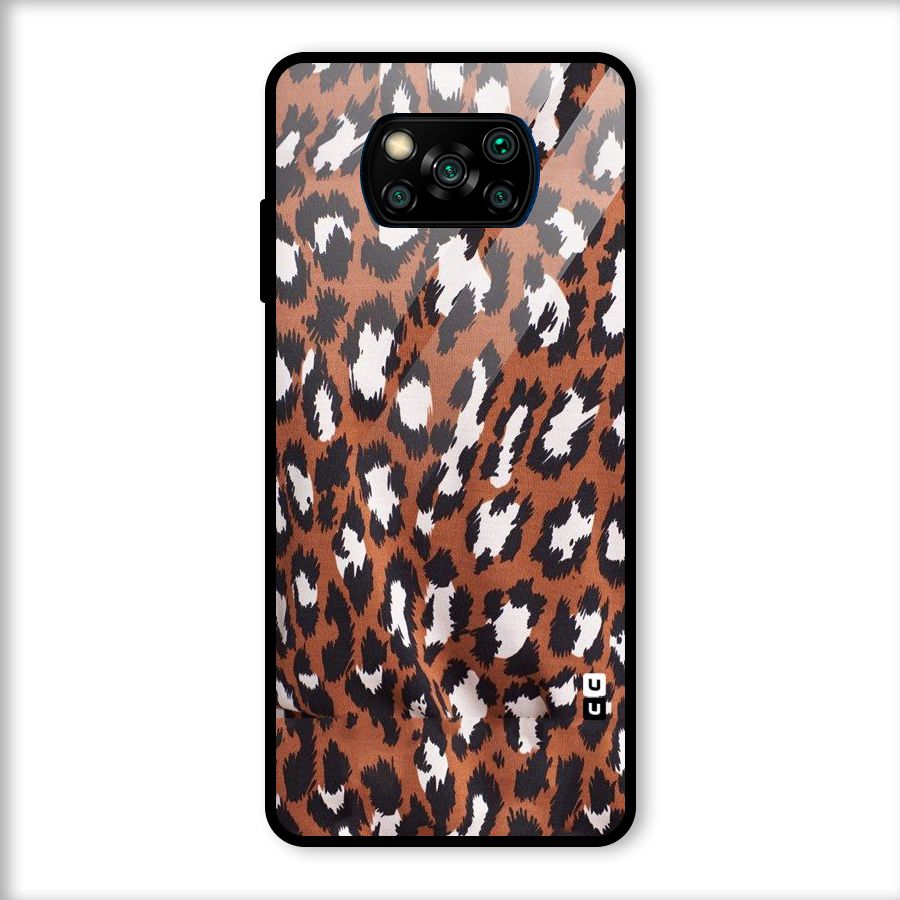 Leapord Design Glass Back Case for Poco X3