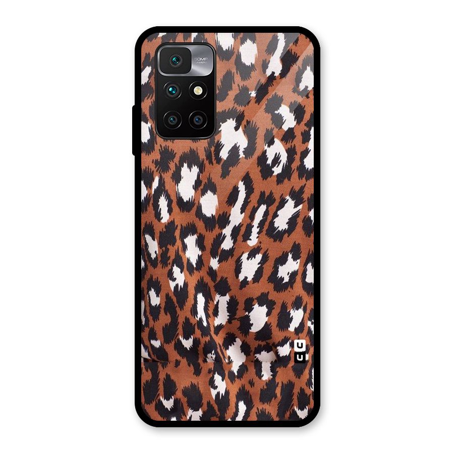 Leapord Design Glass Back Case for Redmi 10 Prime