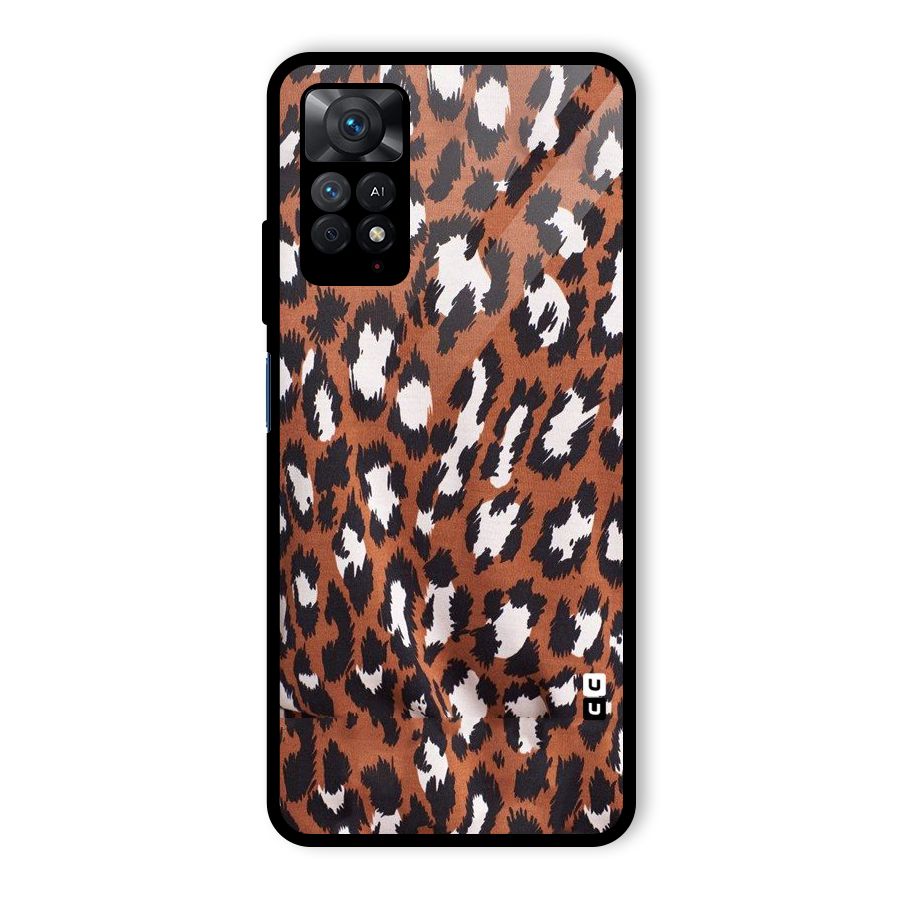 Leapord Design Glass Back Case for Redmi Note 11 Pro