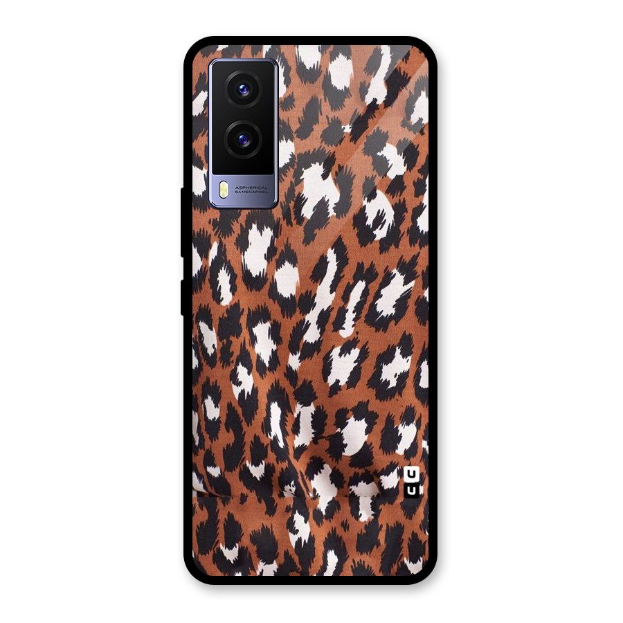 Leapord Design Glass Back Case for Vivo V21e 5G