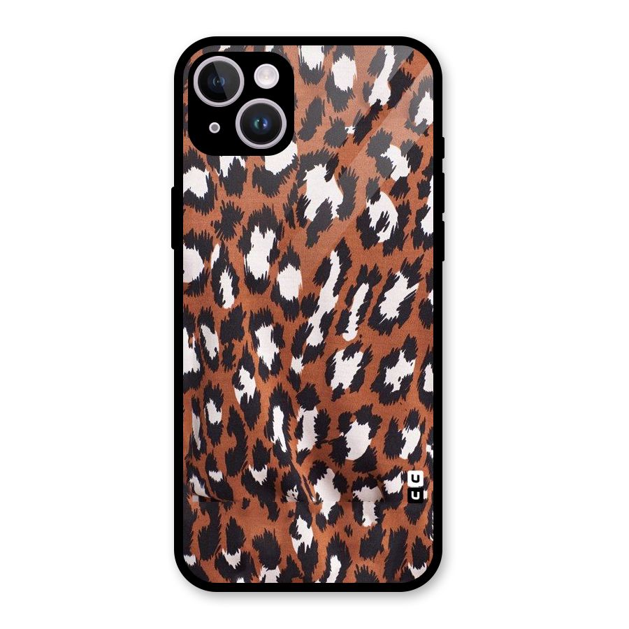 Leapord Design Glass Back Case for iPhone 14 Plus