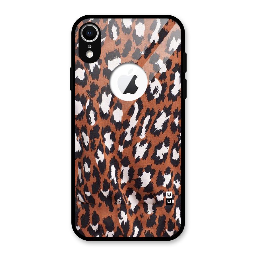 Leapord Design Glass Back Case for iPhone XR Logo Cut