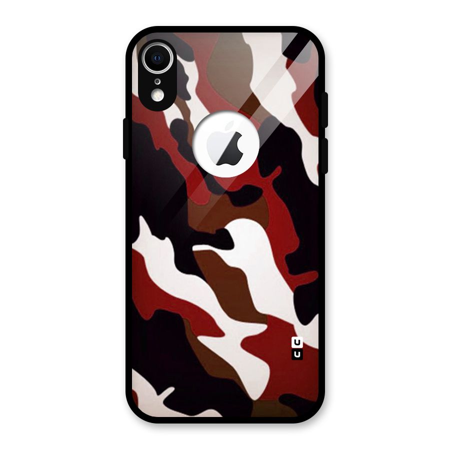 Leapord Pattern Glass Back Case for iPhone XR Logo Cut