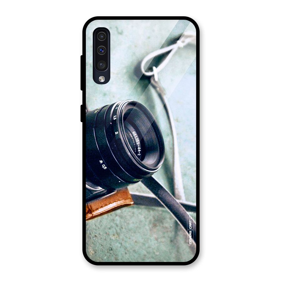 Leather Camera Lens Glass Back Case for Galaxy A50