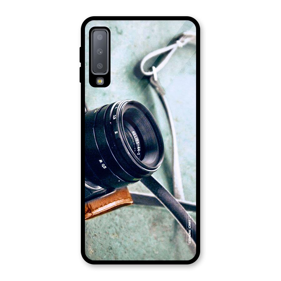 Leather Camera Lens Glass Back Case for Galaxy A7 (2018)