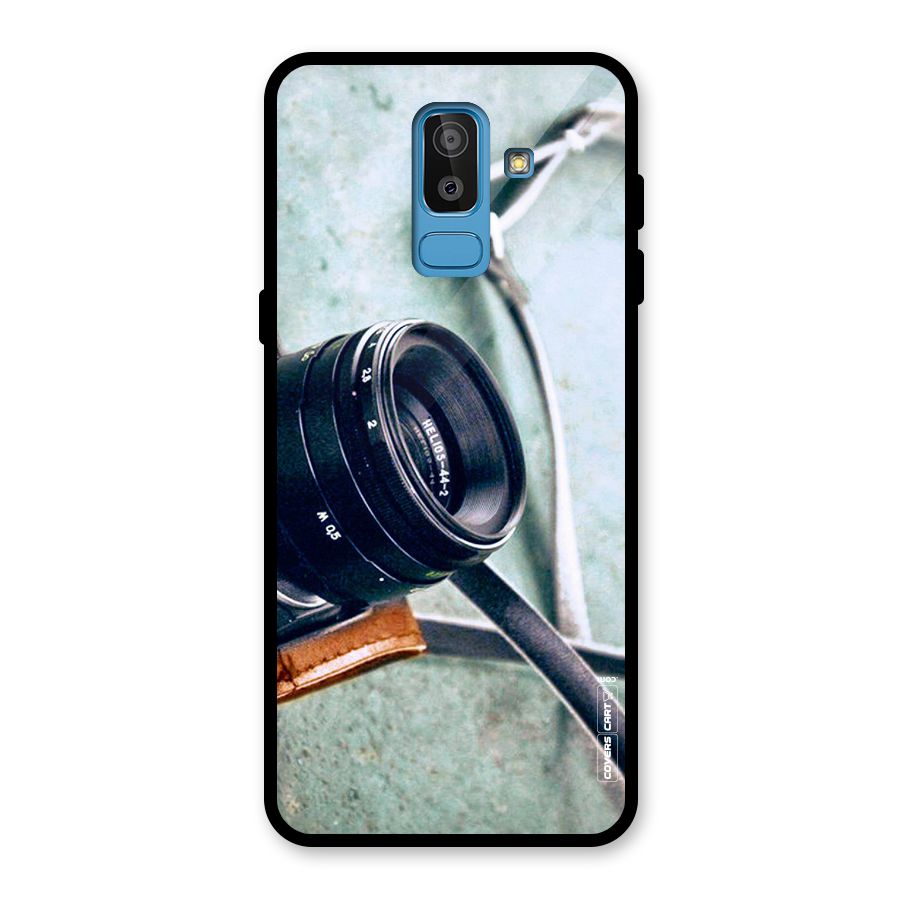 Leather Camera Lens Glass Back Case for Galaxy J8