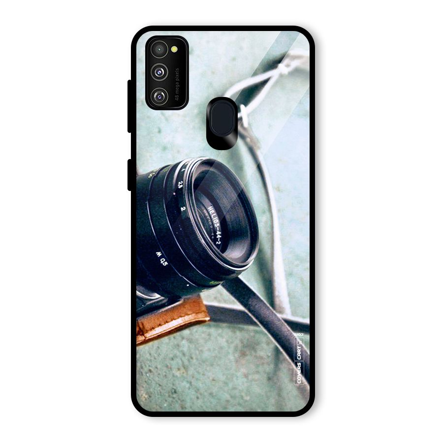 Leather Camera Lens Glass Back Case for Galaxy M30s