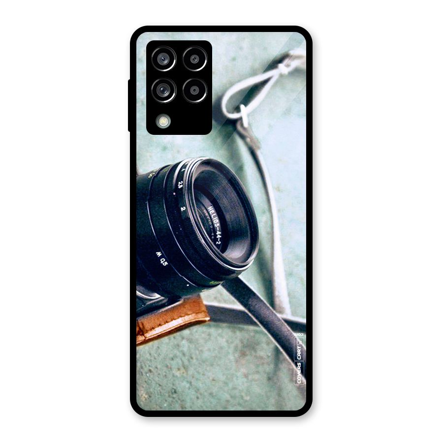 Leather Camera Lens Glass Back Case for Galaxy M53 5G