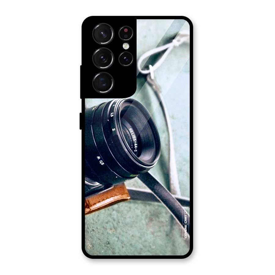 Leather Camera Lens Glass Back Case for Galaxy S21 Ultra 5G