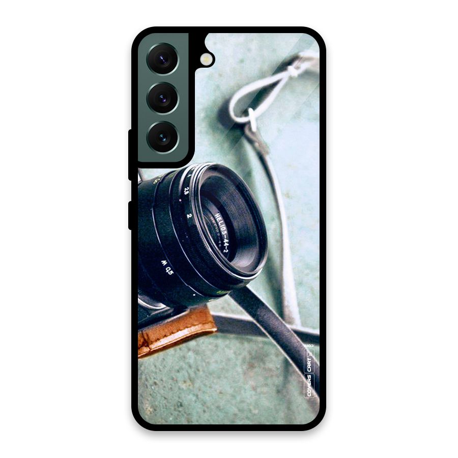 Leather Camera Lens Glass Back Case for Galaxy S22 5G