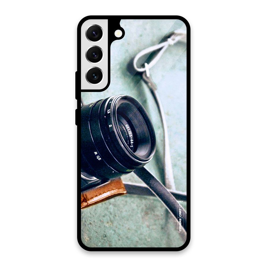 Leather Camera Lens Glass Back Case for Galaxy S22 Plus 5G