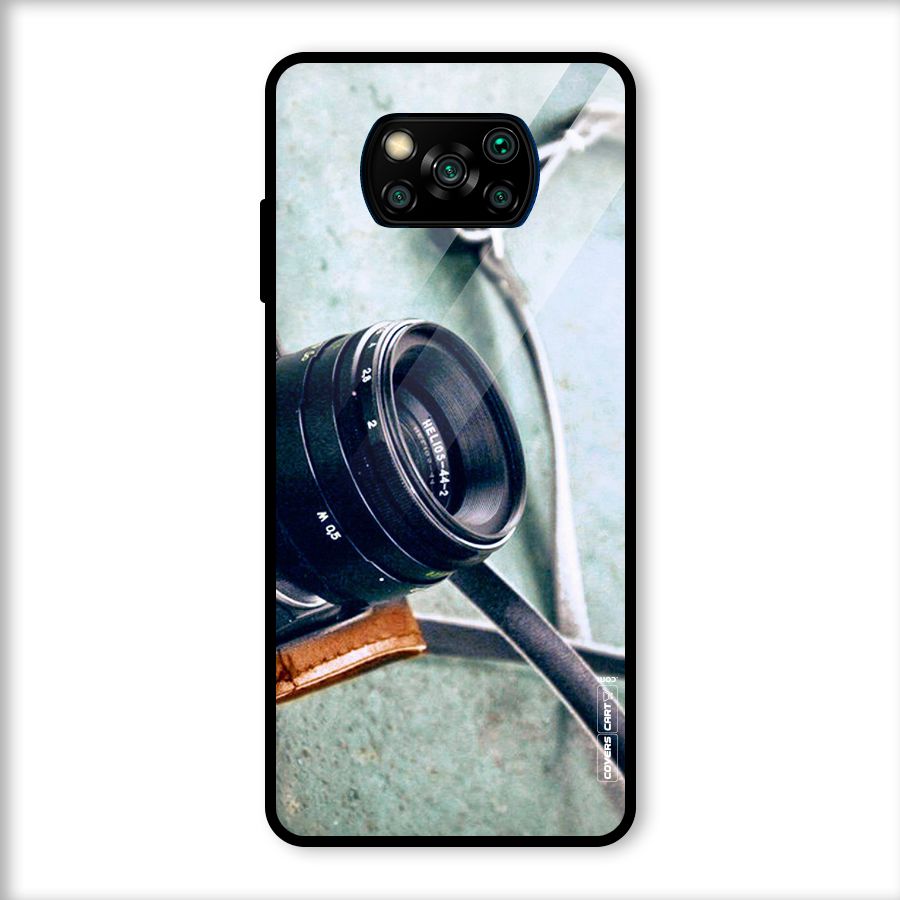 Leather Camera Lens Glass Back Case for Poco X3
