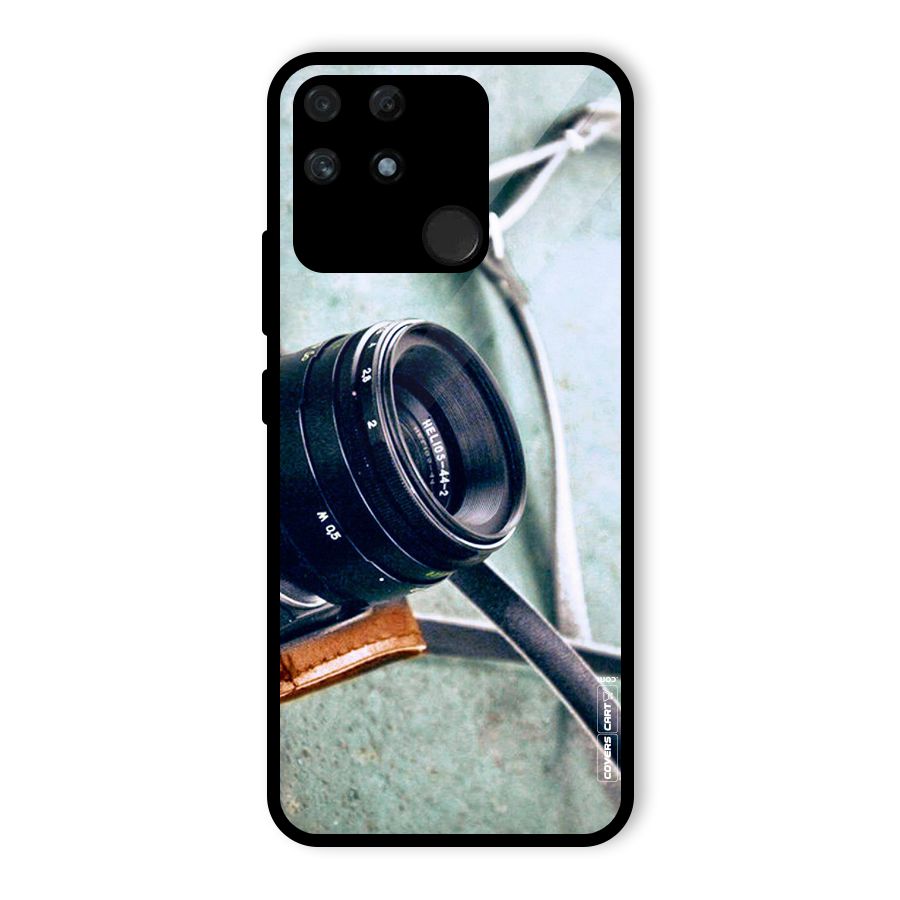 Leather Camera Lens Glass Back Case for Realme Narzo 50A