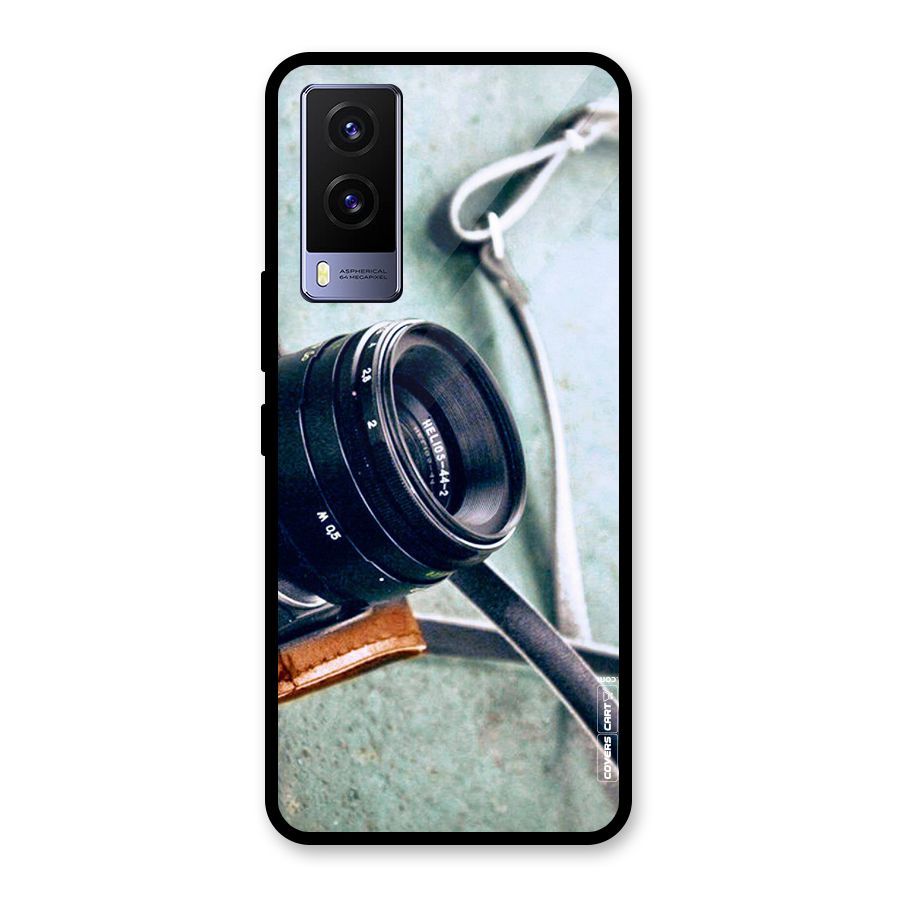 Leather Camera Lens Glass Back Case for Vivo V21e 5G