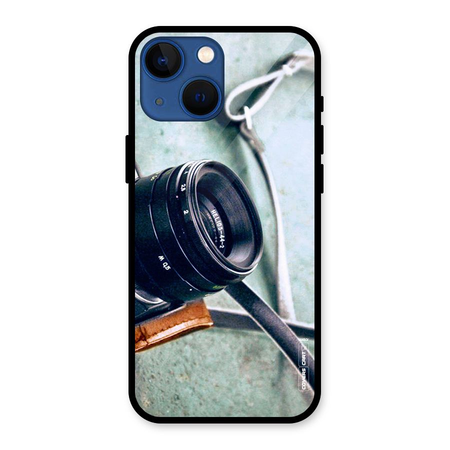 Leather Camera Lens Glass Back Case for iPhone 13 Mini