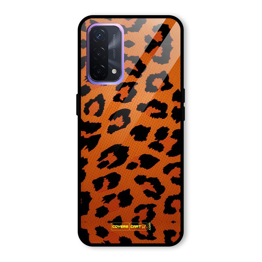 Leopard Glass Back Case for Oppo A74 5G