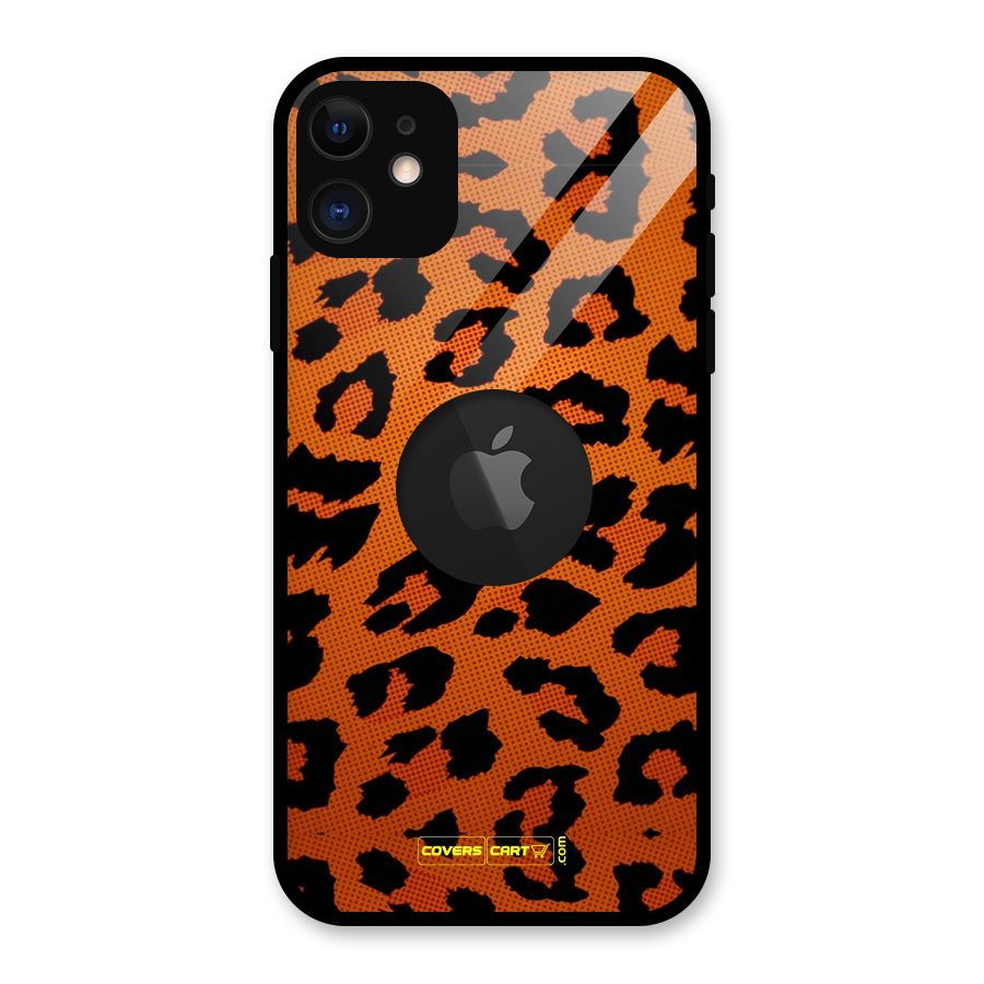 Leopard Glass Back Case for iPhone 11 Logo Cut