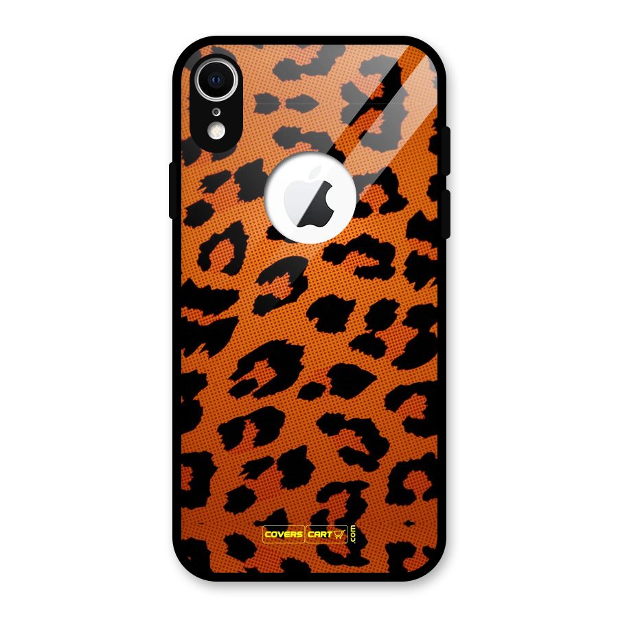 Leopard Glass Back Case for iPhone XR Logo Cut