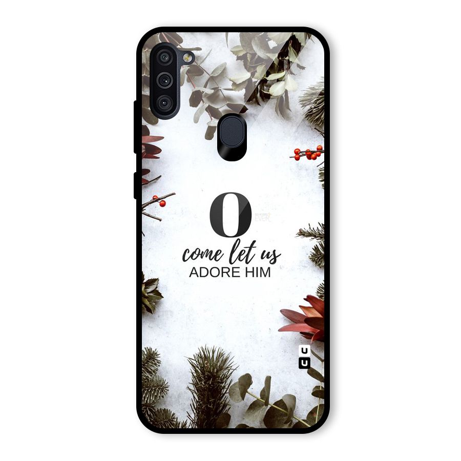 Lets Adore Him Glass Back Case for Galaxy M11