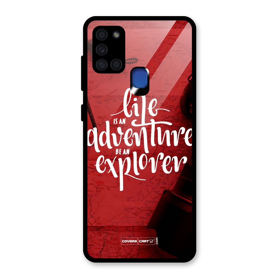 Life Adventure Explorer Glass Back Case for Galaxy A21s