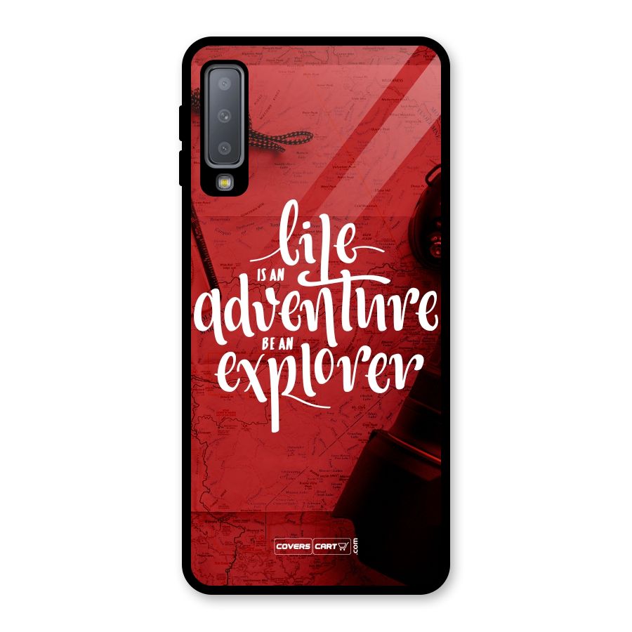 Life Adventure Explorer Glass Back Case for Galaxy A7 (2018)