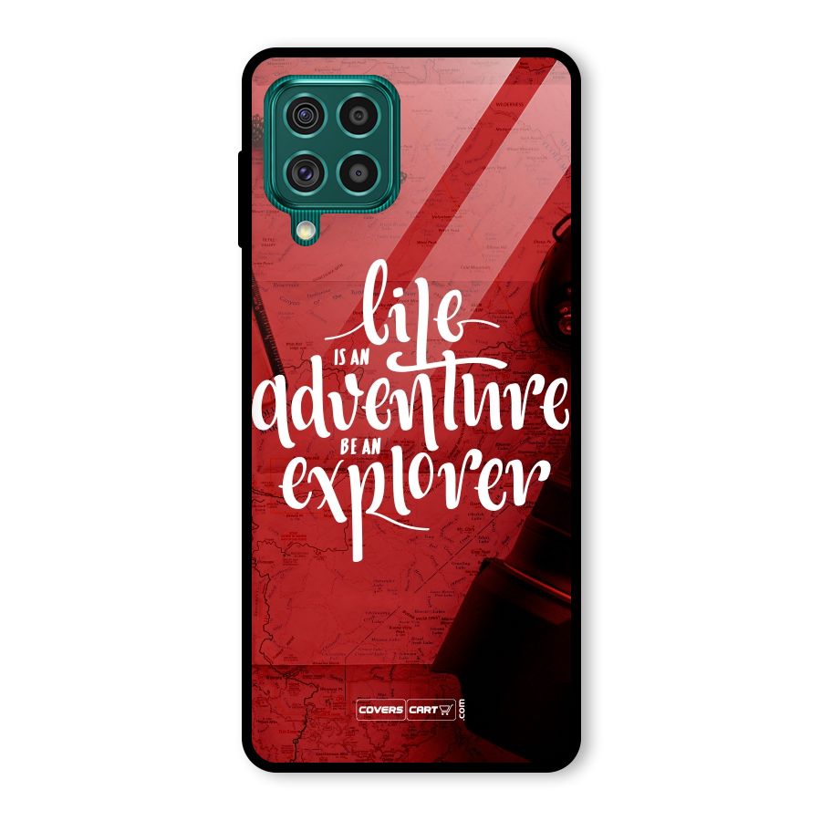 Life Adventure Explorer Glass Back Case for Galaxy F62