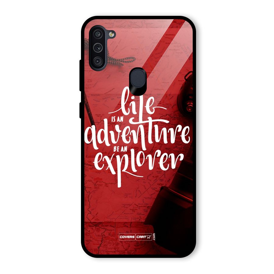 Life Adventure Explorer Glass Back Case for Galaxy M11