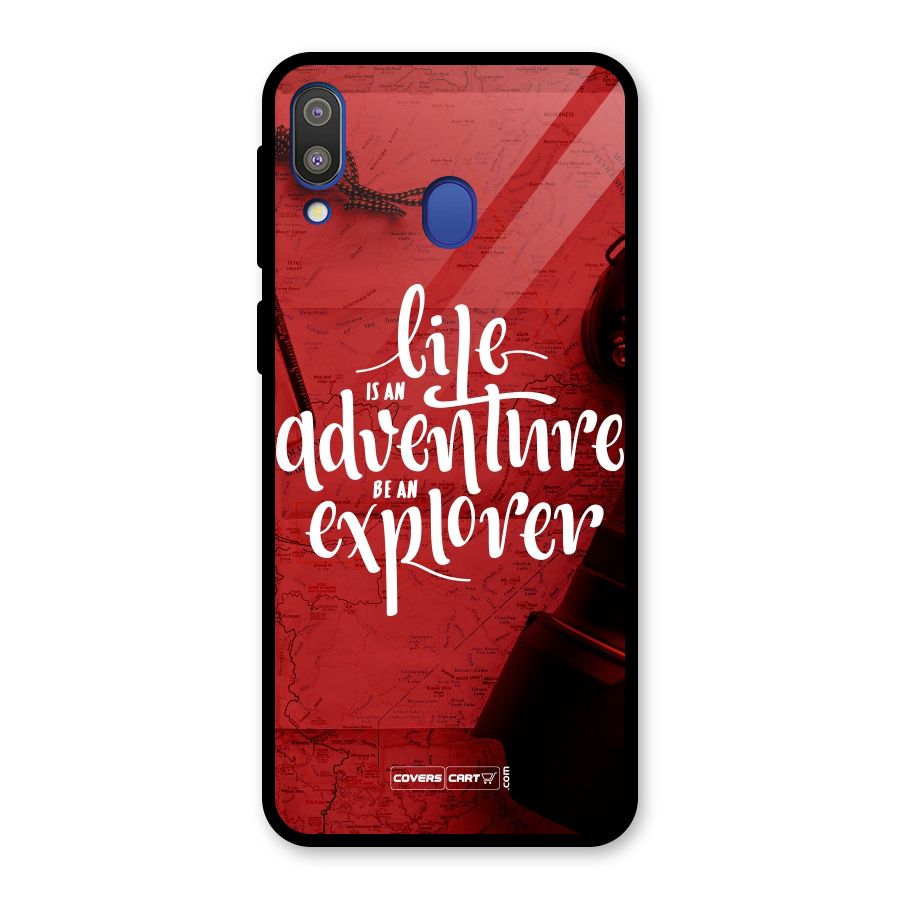 Life Adventure Explorer Glass Back Case for Galaxy M20