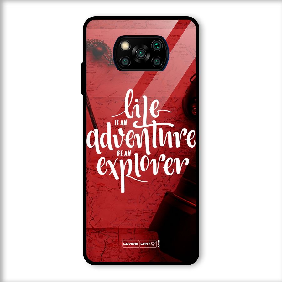 Life Adventure Explorer Glass Back Case for Poco X3