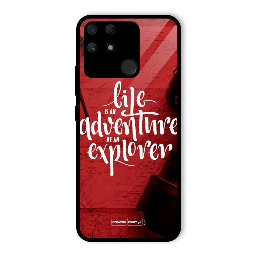 Life Adventure Explorer Glass Back Case for Realme Narzo 50A