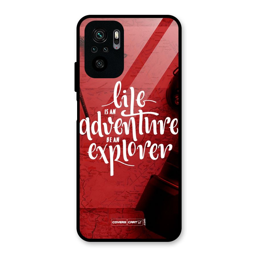 Life Adventure Explorer Glass Back Case for Redmi Note 10S