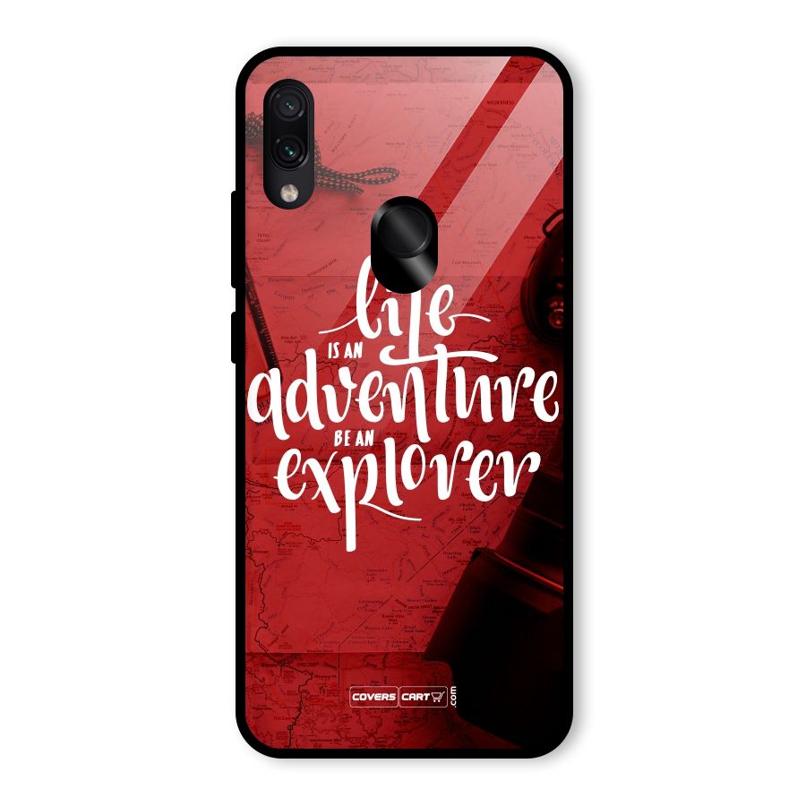 Life Adventure Explorer Glass Back Case for Redmi Note 7
