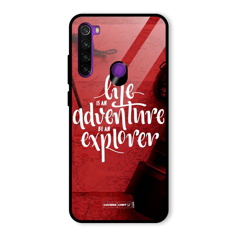 Life Adventure Explorer Glass Back Case for Redmi Note 8