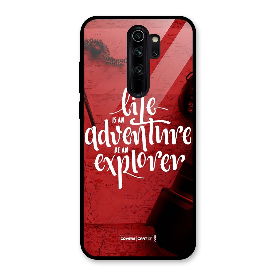 Life Adventure Explorer Glass Back Case for Redmi Note 8 Pro