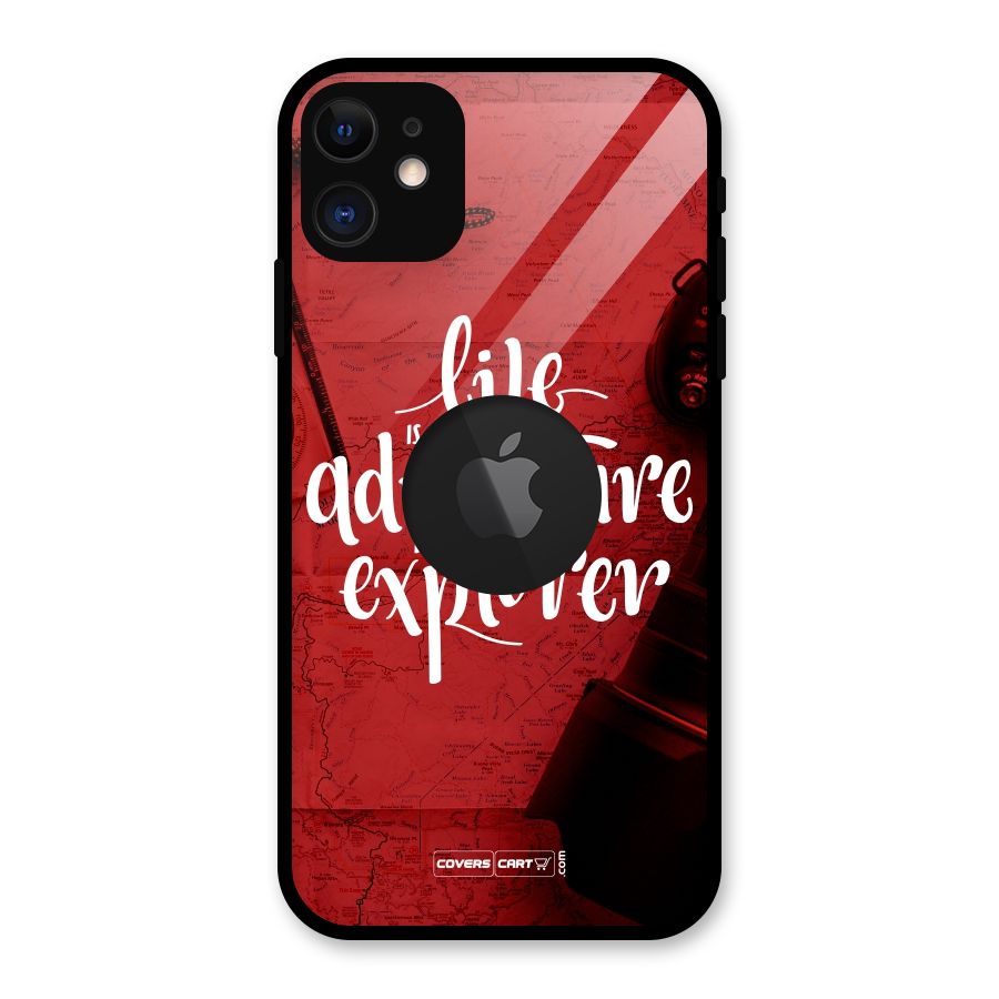 Life Adventure Explorer Glass Back Case for iPhone 11 Logo Cut