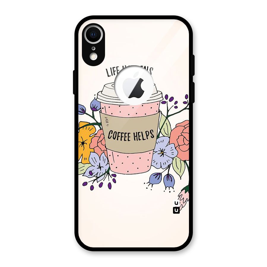 Life Happens Glass Back Case for iPhone XR Logo Cut