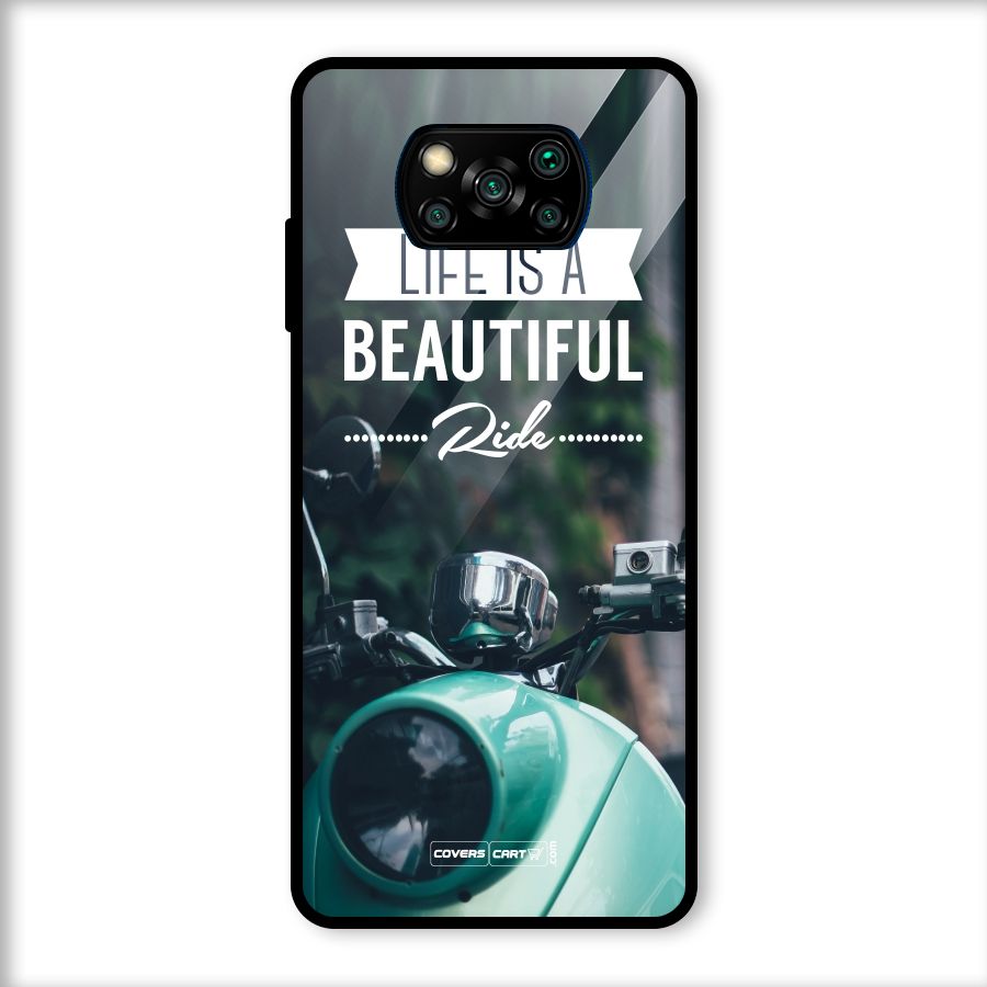 Life is a Beautiful Ride Glass Back Case for Poco X3