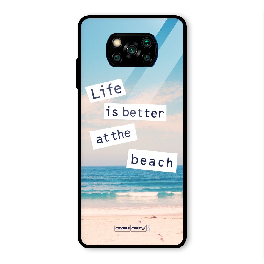 Life is better at the Beach Glass Back Case for Poco X3 Pro