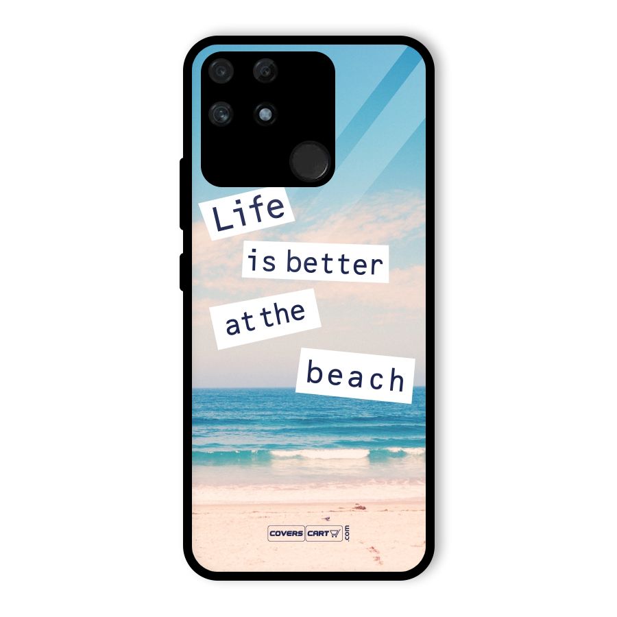 Life is better at the Beach Glass Back Case for Realme Narzo 50A