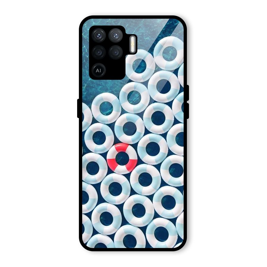 Light Blue Allure Glass Back Case for Oppo F19 Pro