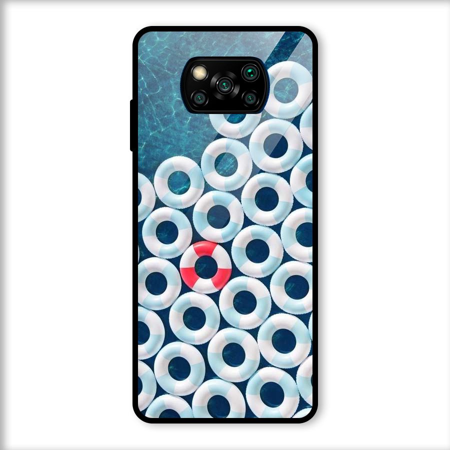 Light Blue Allure Glass Back Case for Poco X3