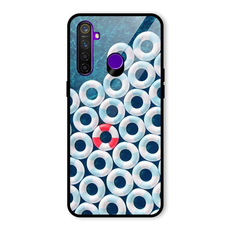 Light Blue Allure Glass Back Case for Realme 5 Pro