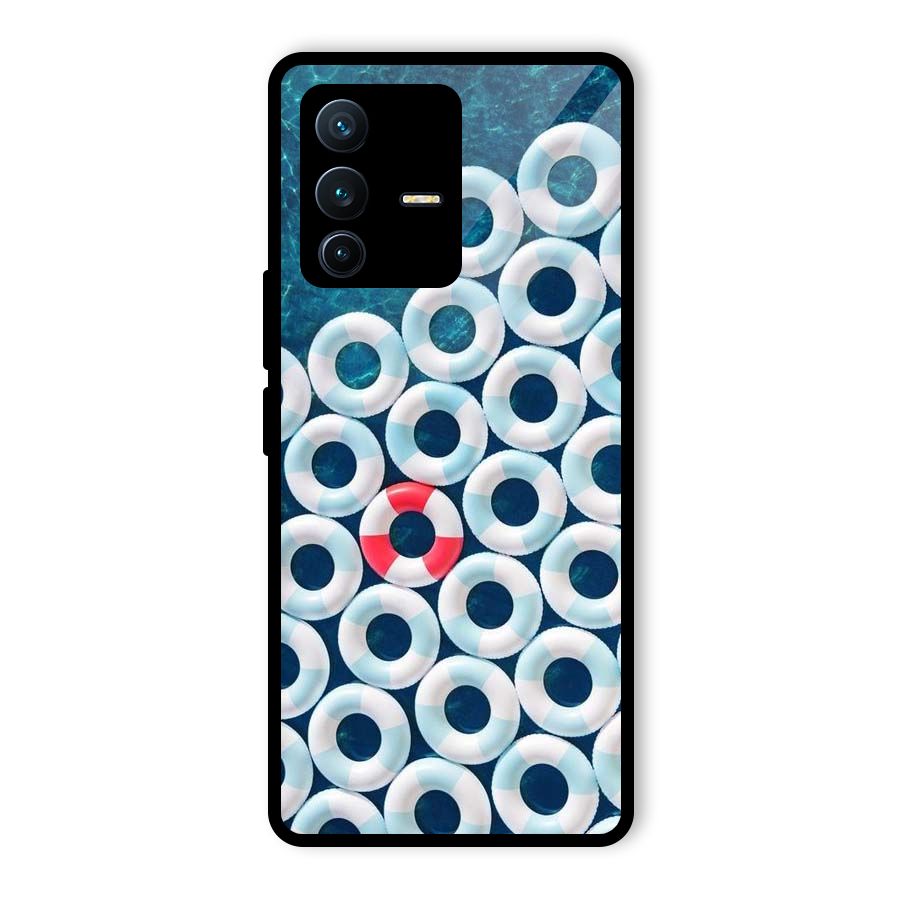 Light Blue Allure Glass Back Case for Vivo V23 Pro