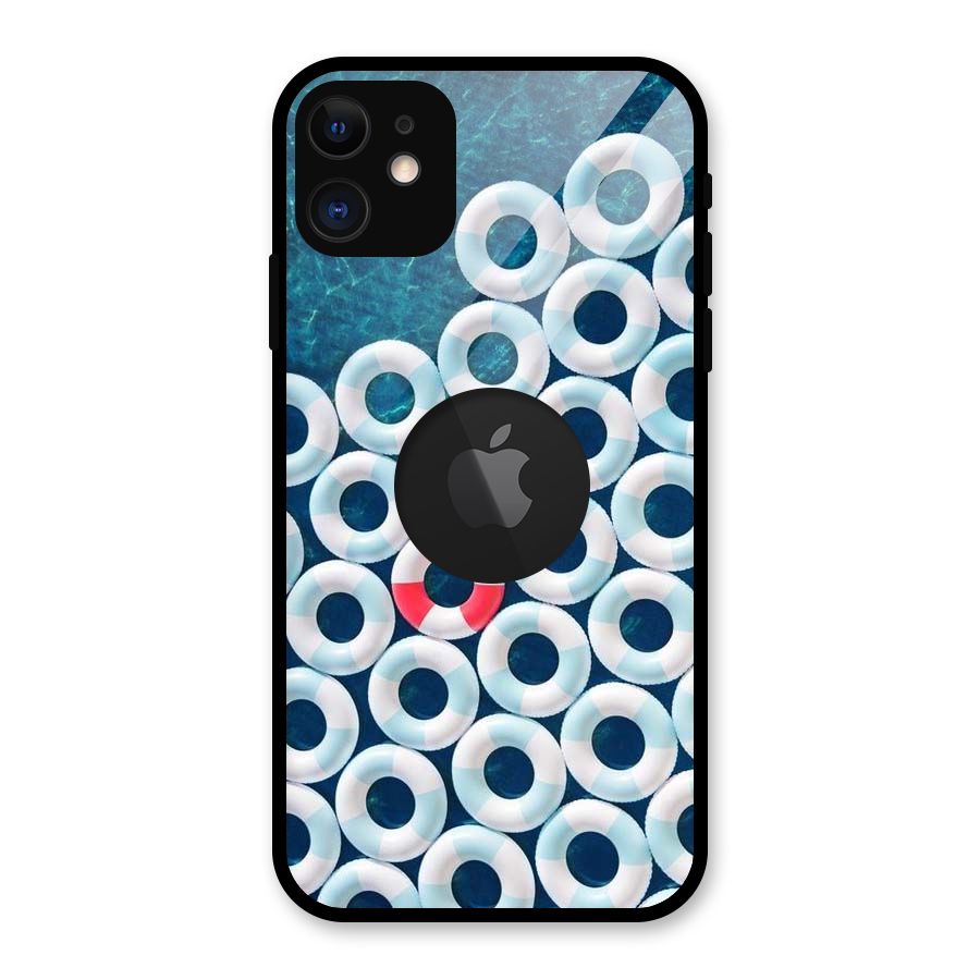 Light Blue Allure Glass Back Case for iPhone 11 Logo Cut