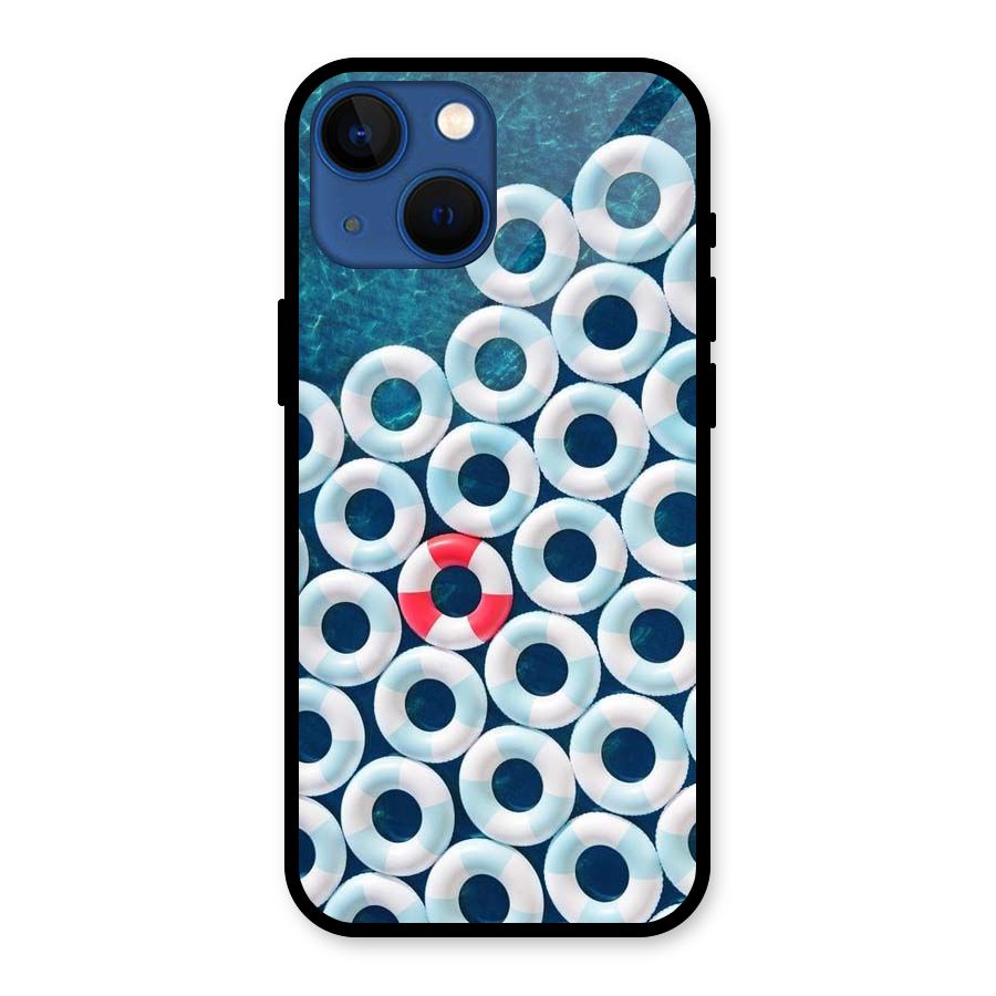 Light Blue Allure Glass Back Case for iPhone 13 Mini